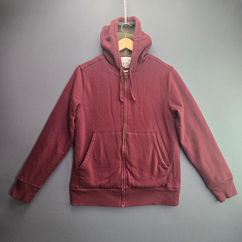 Weatherproof Vintage Hoodie Sherpa Lined Zip Up Small Burgundy Red Heavyweight